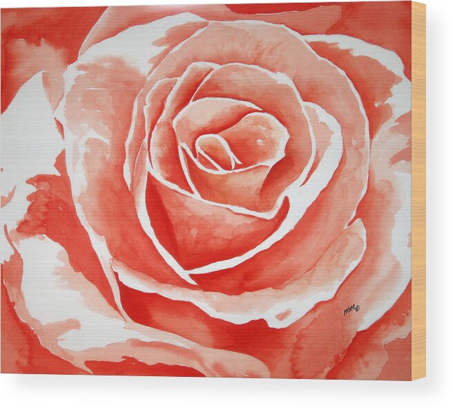 Orange Rose Wood Print featuring the painting Bloom by Michal Madison