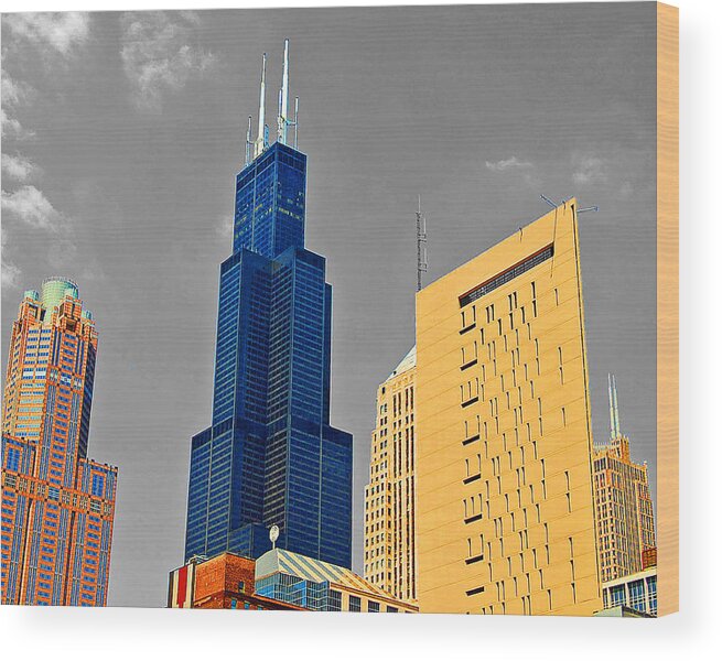 Willis Tower Wood Print featuring the photograph Blue Willis by Rick Selin
