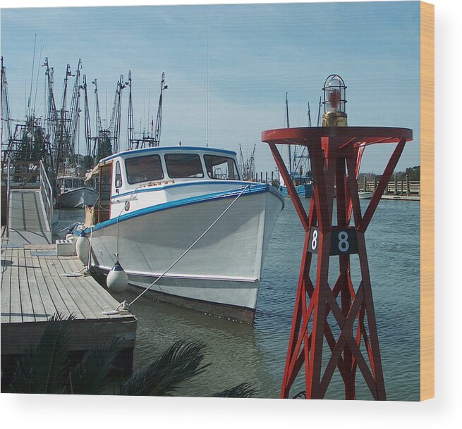 Boat Wood Print featuring the photograph Boat with Light Buoy by Jan Marvin by Jan Marvin