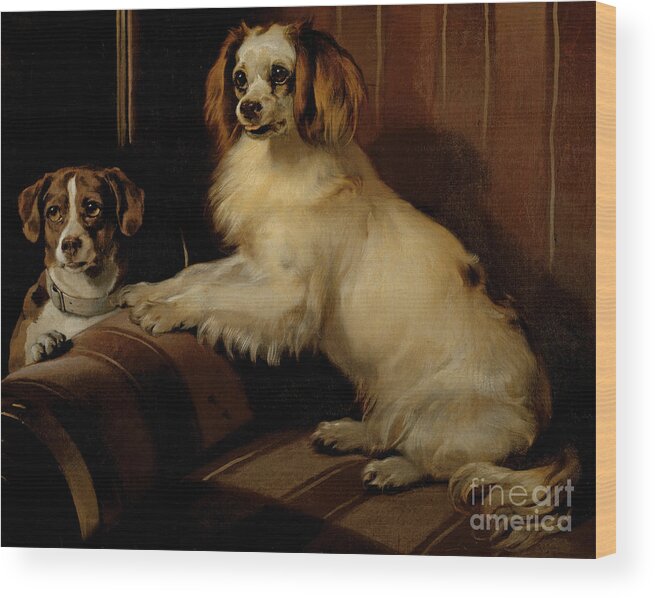 Dog Wood Print featuring the painting Bony and Var by Edwin Landseer