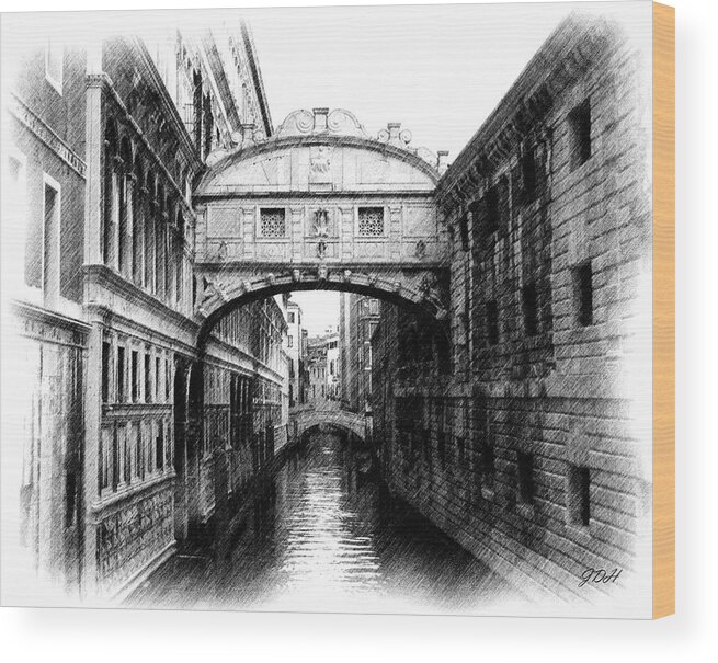 Bridge Of Sighs Wood Print featuring the photograph Bridge of Sighs Pencil by Jenny Hudson