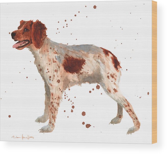 Brittany Spaniel Wood Print featuring the painting Brittany Spaniel by Alison Fennell