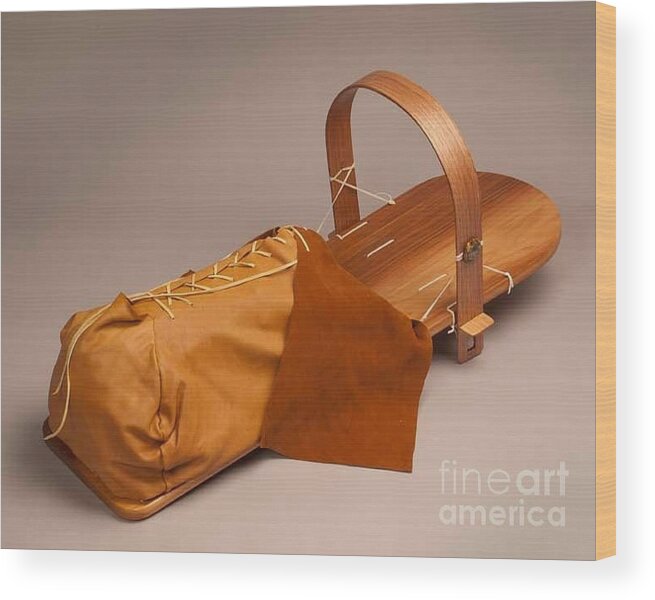 Baby Wood Print featuring the mixed media Buckskin Cradleboard by Douglas Limon