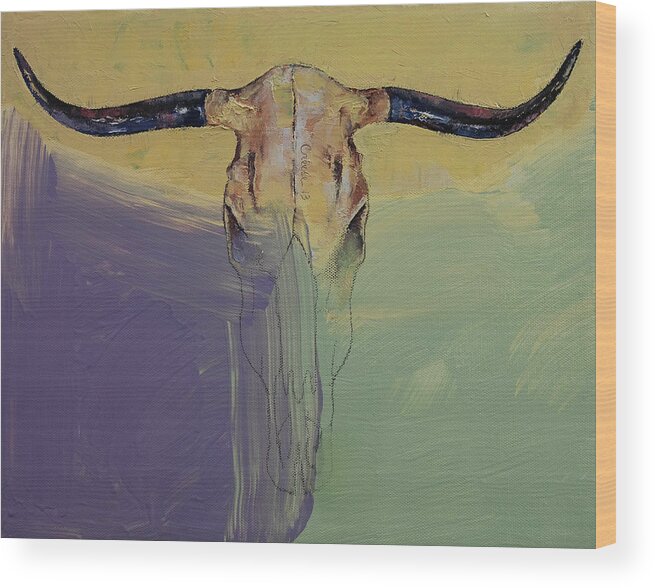 Bull Wood Print featuring the painting Bull by Michael Creese