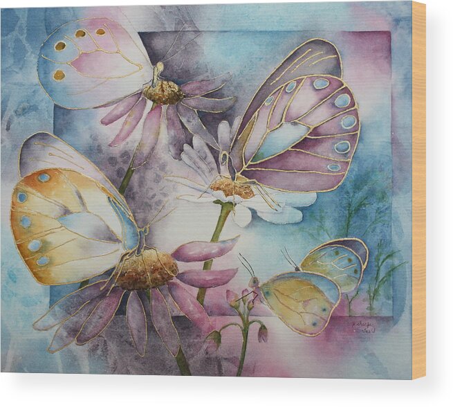 Butterflies Wood Print featuring the painting Butterfly Garden by Patsy Sharpe