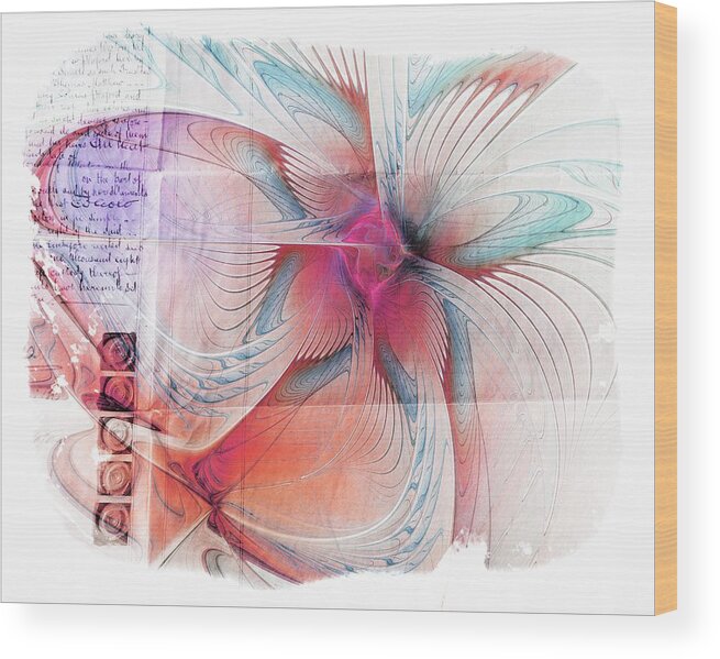 Digital Art Wood Print featuring the digital art Butterfly Note by Amanda Moore