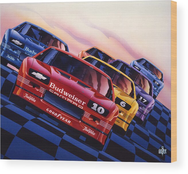 Camaro Poster Wood Print featuring the painting Camaro 1990 IROC Poster Art by Garth Glazier