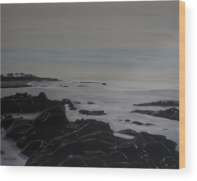 Low Tide Wood Print featuring the painting Cambria Tidal Pools by Ian Donley