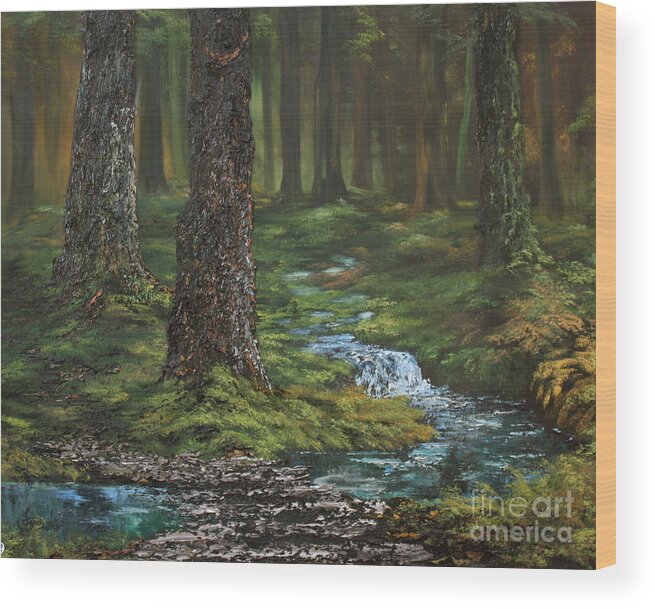 Cannock Chase Forest Wood Print featuring the painting Cannock Chase Forest by Jean Walker