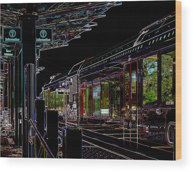 Capital Metro Rail Wood Print featuring the photograph Capital Metro Rail in Neon by James Granberry