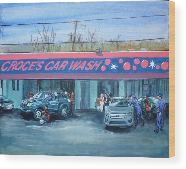 Jim Croce Wood Print featuring the painting Car Wash Blues by Bryan Bustard