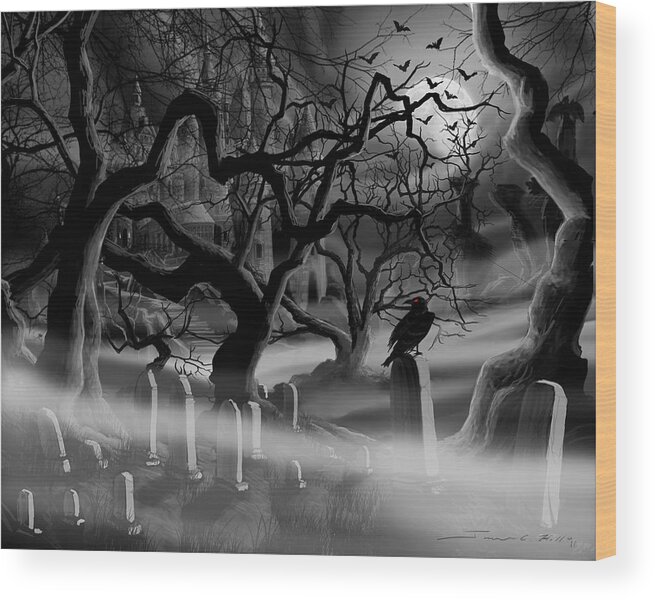 Castle Wood Print featuring the painting Castle Graveyard by James Christopher Hill