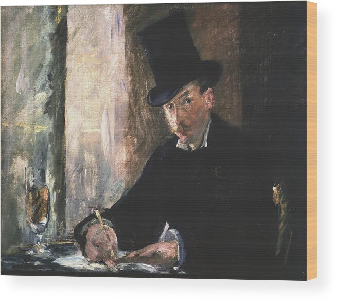 Edouard Manet' - Chez Tortoni Wood Print featuring the painting Chez Tortoni by Celestial Images