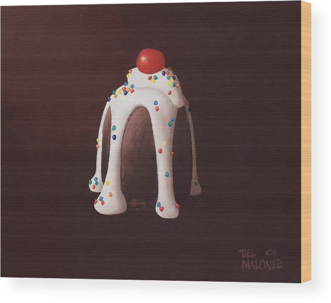 Chocolate Truffles Wood Print featuring the painting Chocolate Party by Del Malonee