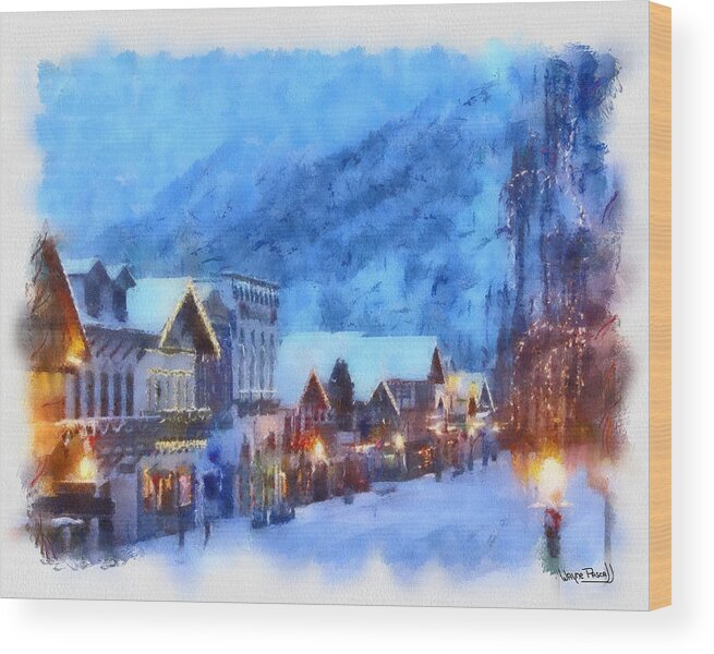 Christmas Wood Print featuring the painting Christmas Scenes 2 by Wayne Pascall