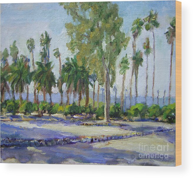 Joan Coffey Wood Print featuring the painting Citrus Park View by Joan Coffey