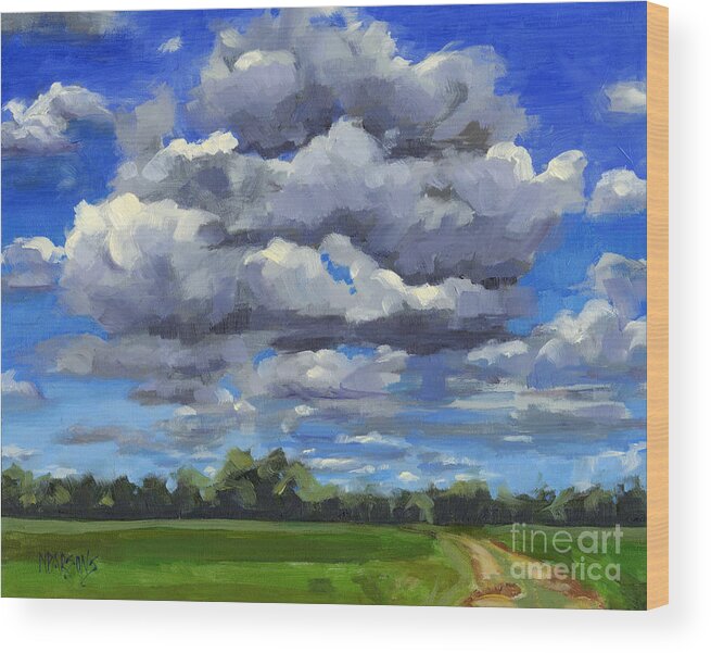 Clouds Wood Print featuring the painting Clouds Got In My Way SOLD by Nancy Parsons