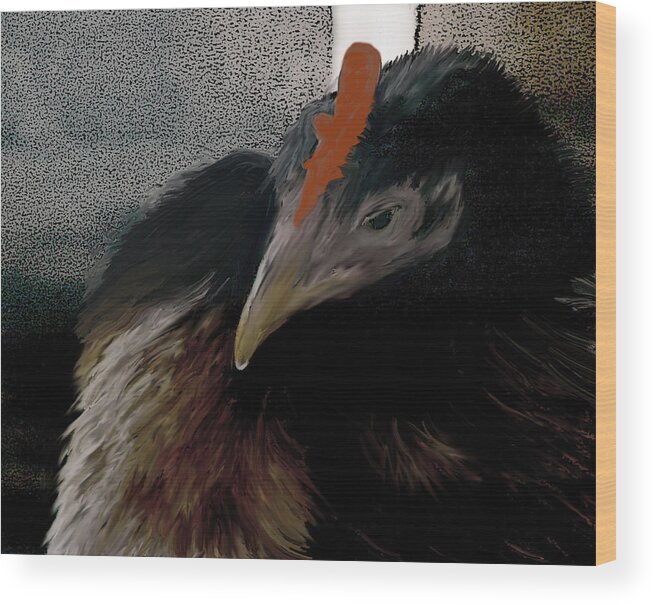 Chicken Wood Print featuring the digital art Cluck by Lesa Fine