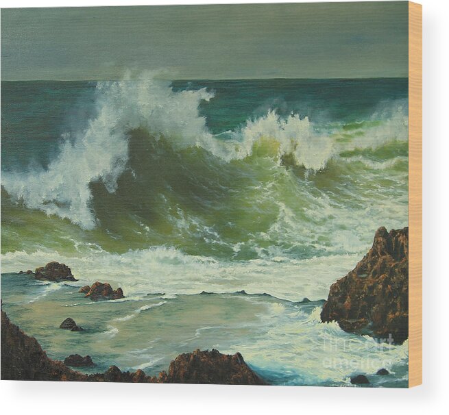  Seascape Wood Print featuring the painting Coastal Water Dance by Jeanette French