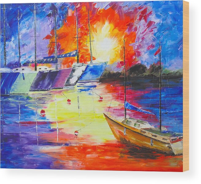 Caribbean House Wood Print featuring the painting Color Explosion by Kevin Brown