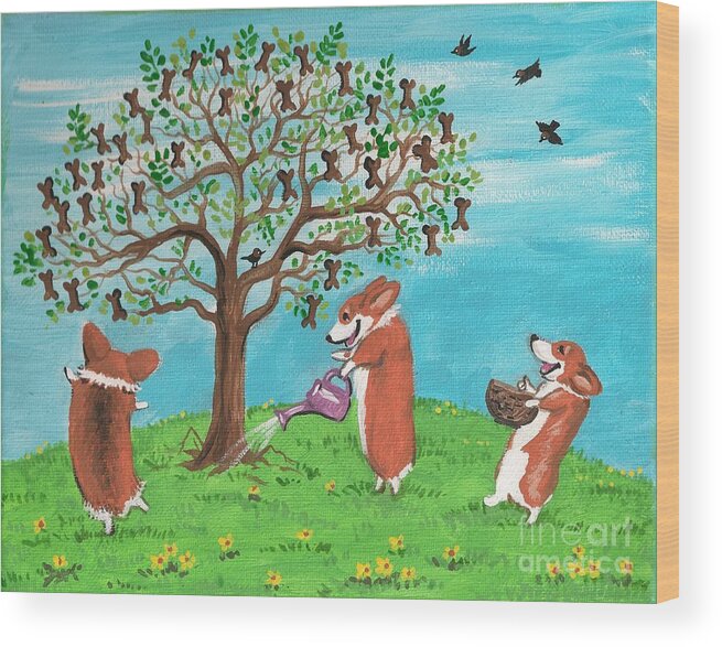 Painting Wood Print featuring the painting Cookie Tree by Margaryta Yermolayeva