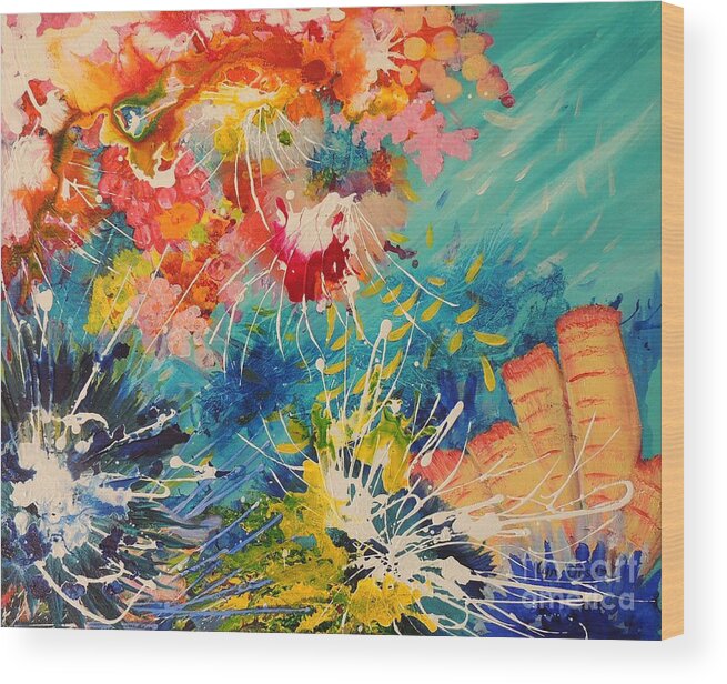 Coral Wood Print featuring the painting Coral Madness by Lyn Olsen