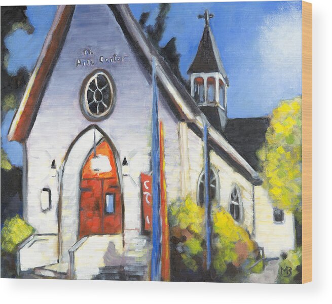 Church Wood Print featuring the painting Corvallis Arts Center by Mike Bergen