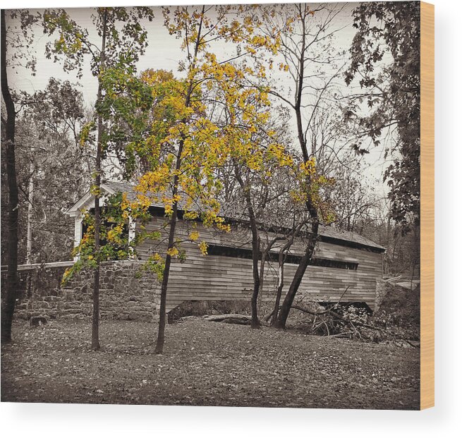 Covered Wood Print featuring the photograph Covered Bridge in Autumn by Dark Whimsy