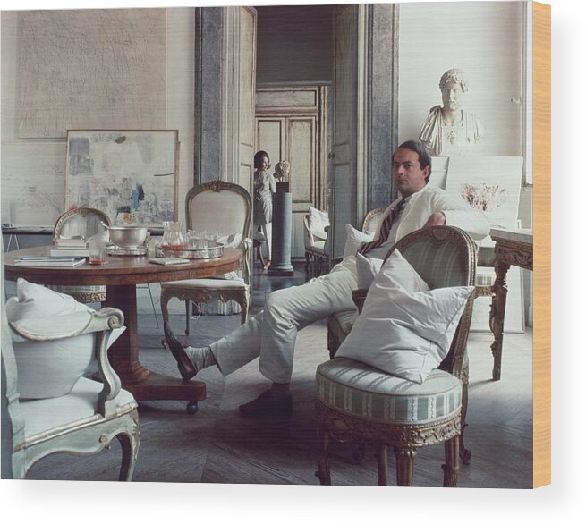 Rome Wood Print featuring the photograph Cy Twombly Sitting In His Apartment by Horst P. Horst