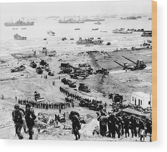 Human Wood Print featuring the photograph D-day Landings Beachhead by Us Army