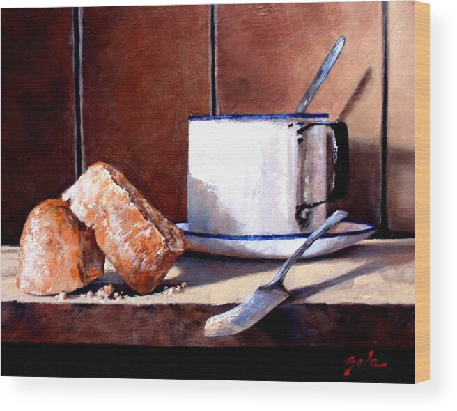 Still Life Wood Print featuring the painting Daily Bread Ver 2 by Jim Gola