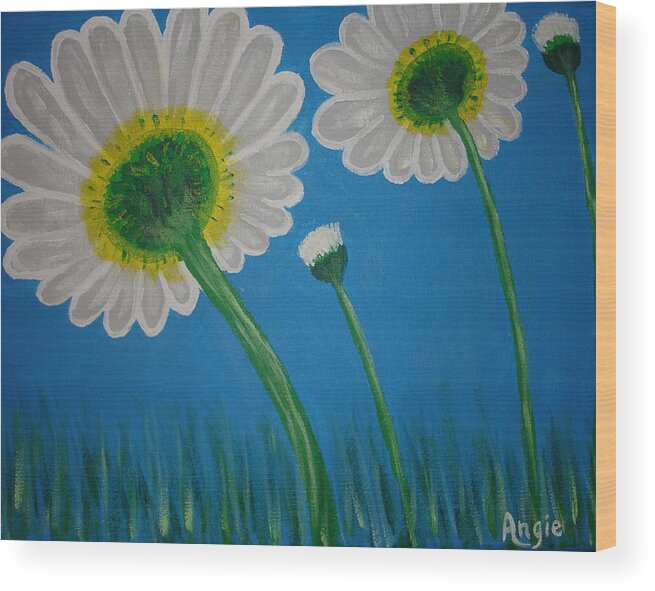 Daisy Wood Print featuring the painting Daisies by Angie Butler