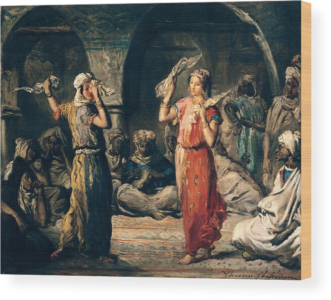 Harem Wood Print featuring the photograph Dance Of The Handkerchiefs, 1849 Oil On Panel by Theodore Chasseriau