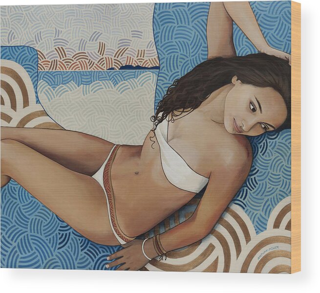 Female Wood Print featuring the painting Daniela de la Ossa by Nathan Miller