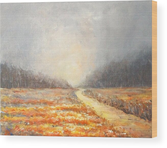 Landscape Wood Print featuring the painting Dawn 1 by Jane See