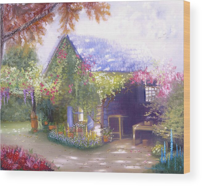 Daylesford Cottage Wood Print featuring the painting Daylesford Cottage by Melissa Herrin