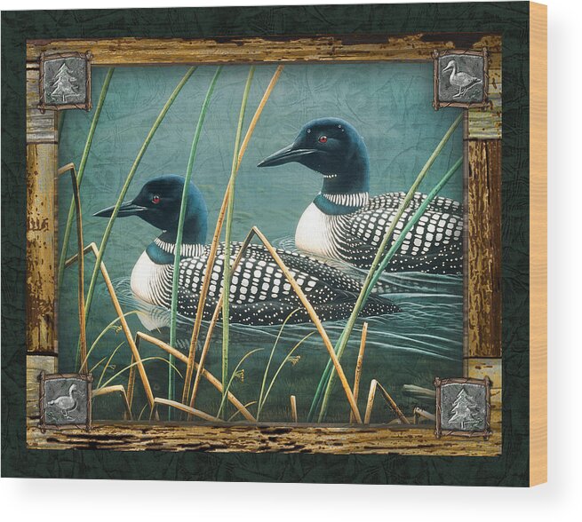 Cynthie Fisher. Jq Licensing Wood Print featuring the painting Deco Loons by JQ Licensing