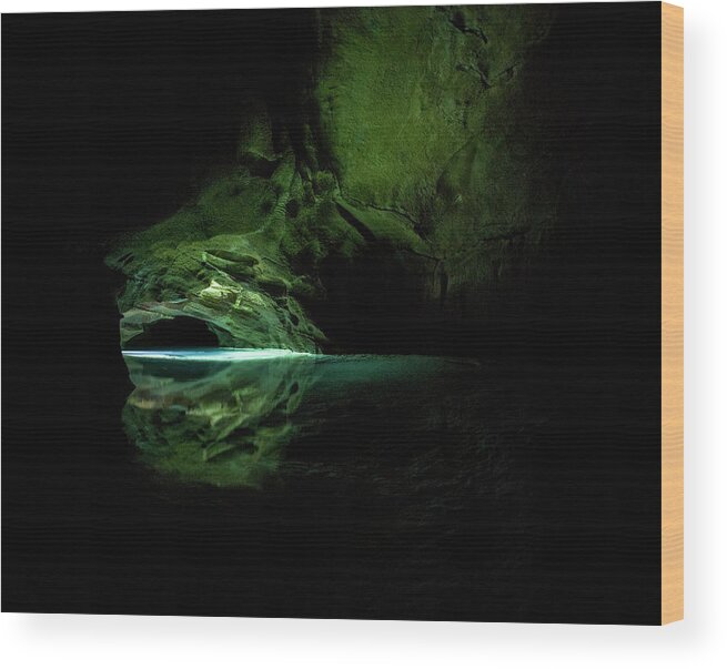 Scenics Wood Print featuring the photograph Deep Underground Cave Exploration by Matjaz Slanic