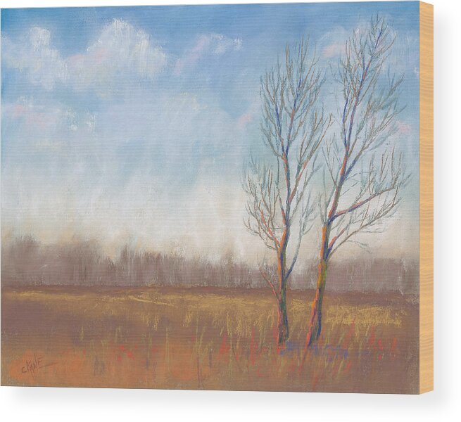 Field Wood Print featuring the pastel Deliberate Solitude by Christine Camp