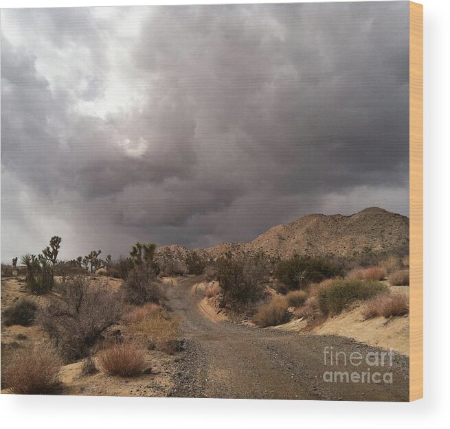Storm Wood Print featuring the photograph DeserT STorM CoME'N by Angela J Wright