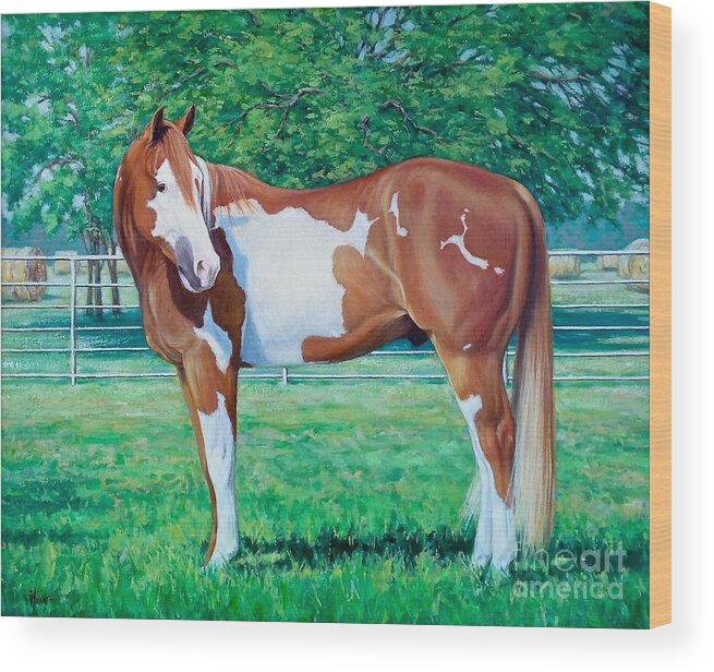 Horse Wood Print featuring the painting Diamond of Riverview Ranch by Vickie Fears