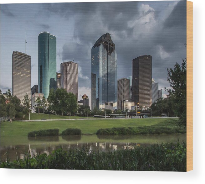 Architecture Wood Print featuring the photograph Downtown Reflections by Dwight Theall