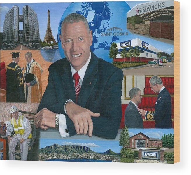 Peter Hindle Wood Print featuring the painting Dr Peter Hindle MBE by Richard Harpum
