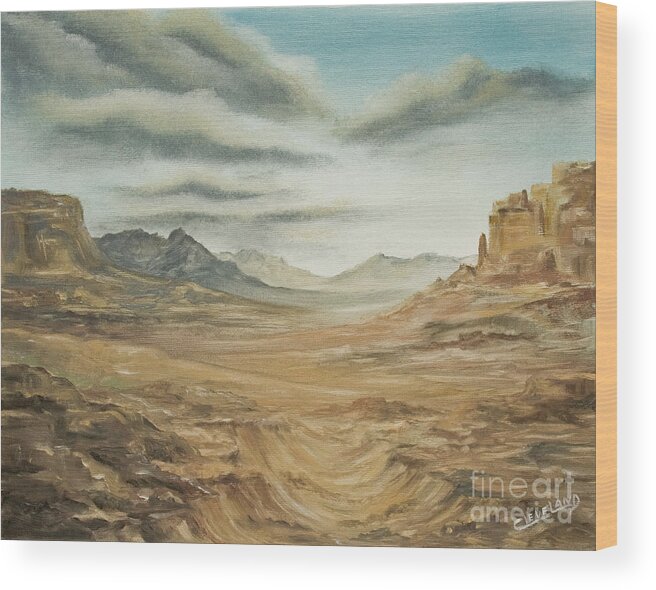 Desert Landscapes Wood Print featuring the painting Dry Storm by Cathy Cleveland