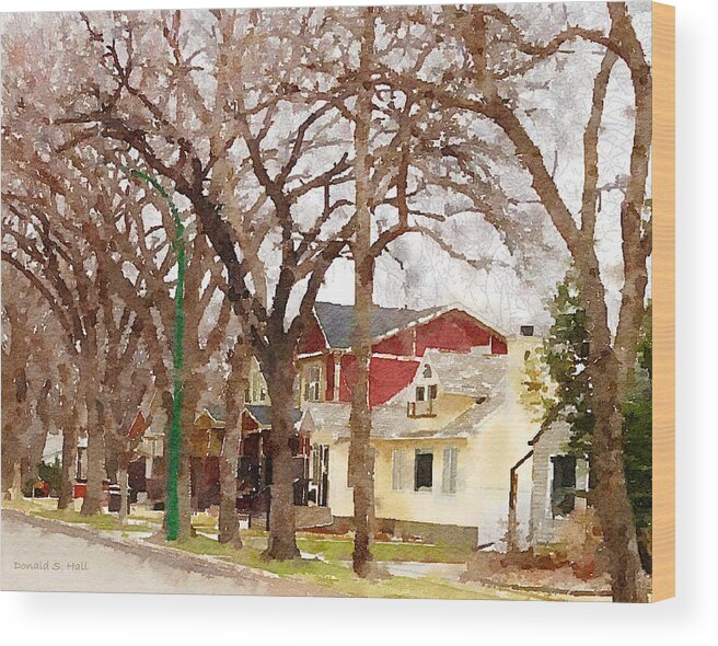 Suburban Scene Wood Print featuring the photograph Early Spring Street by Donald S Hall