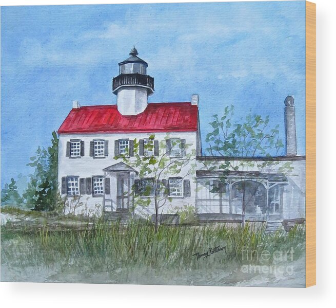 East Point Lighthouse Wood Print featuring the painting Early Years of East Point Lighthouse by Nancy Patterson