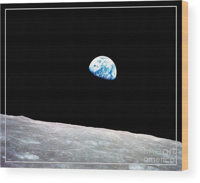 Earth Wood Print featuring the photograph Earthrise NASA by Rose Santuci-Sofranko