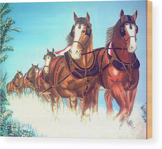 Horses Wood Print featuring the painting Elegant Equine by Kathern Ware