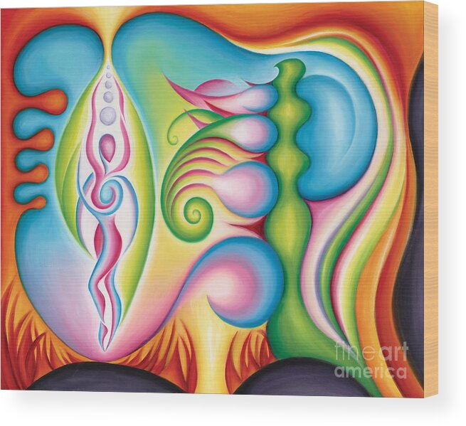 Original Abstract Paintings Wood Print featuring the painting Elemental Goddess by Tiffany Davis-Rustam