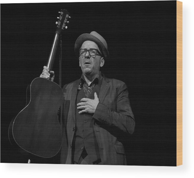 Elvis Wood Print featuring the photograph Elvis Costello by Jeff Ross